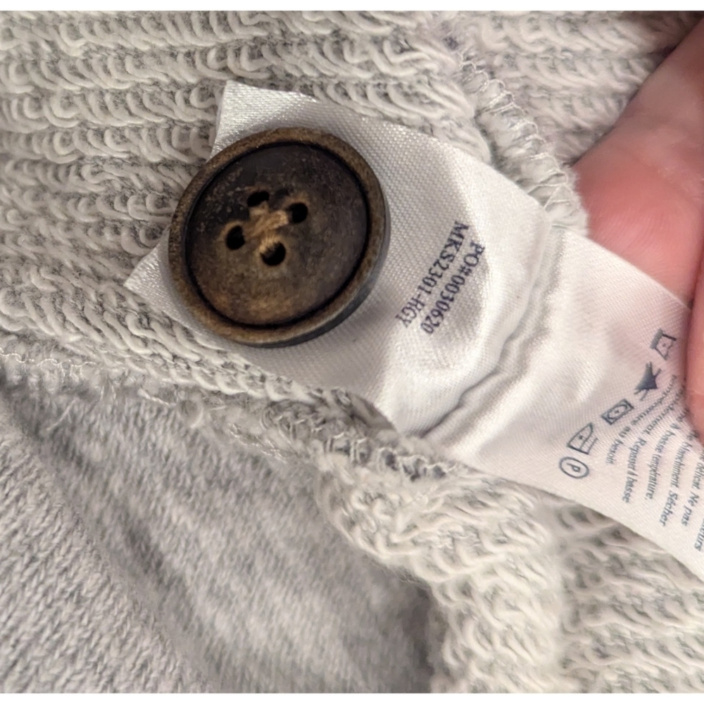 Faherty Grey Terry Button Front Collared Cardigan Size Medium - Picture 4 of 6